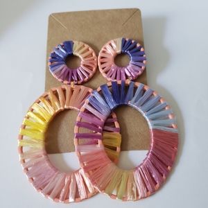 Handmade oval raffia earrings
